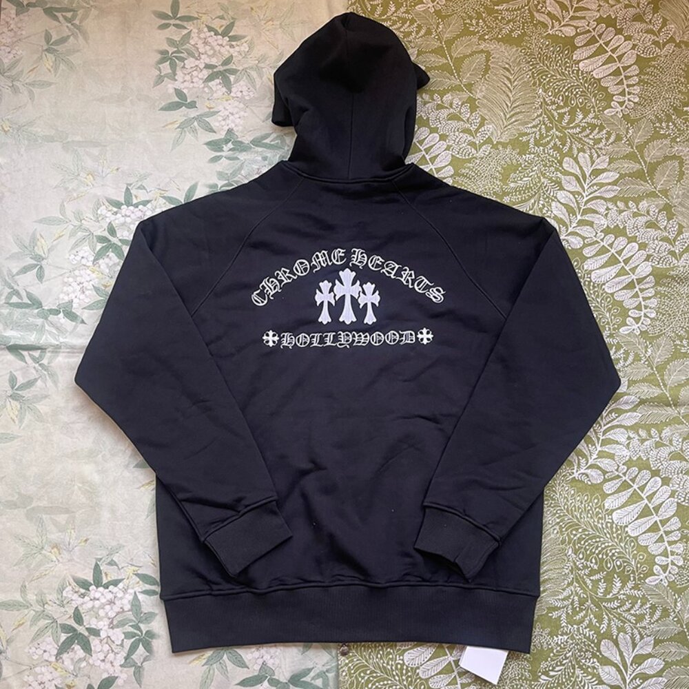 Chrome Hearts Triple Cross Logo Zip Hoodie
